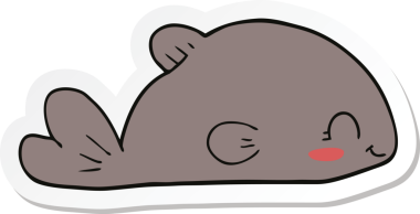 Bir insan tarafından çizilmiş karikatür balığının çıkartması.