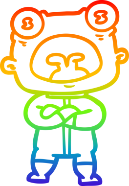 Gökkuşağı gradyanı çizimi bir çizgi film. Bir insan tarafından çizilmiş garip bir uzaylı.