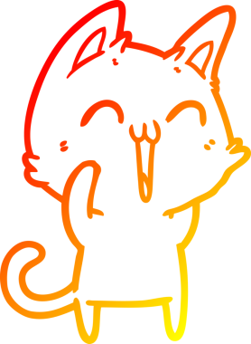 Bir insan tarafından çizilmiş mutlu çizgi film kedisinin sıcak çizgi çizgisi.