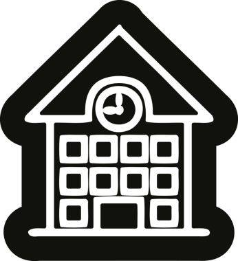 bir insan tarafından çizilmiş okul binası simgesi