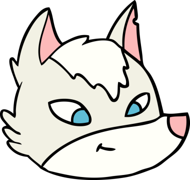 Bir insan tarafından çizilmiş bir kurt yüzü.