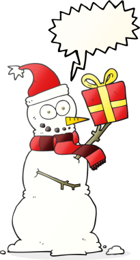 Bir insan tarafından çizilmiş serbest konuşma balonu kardan adam resmi.