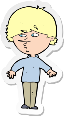 Bir insan tarafından çizilmiş omzunun üstünden bakan şüpheli bir adamın çıkartması.