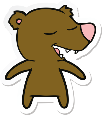 Bir insan tarafından çizilmiş çizgi film ayısının çıkartması.