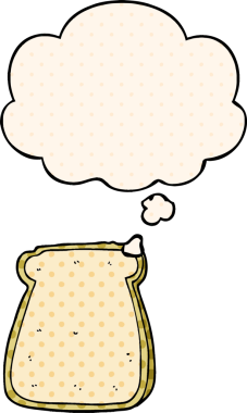 Çizgi roman tarzında bir insan tarafından çizilmiş bir ekmek dilimi.