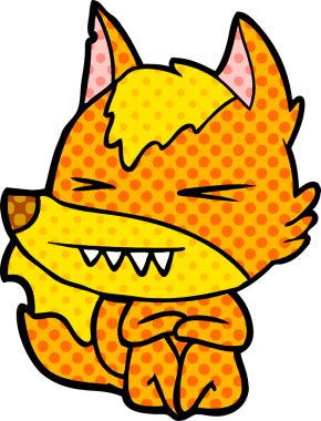 Bir insan tarafından çizilmiş tilki çizgi film karakteri