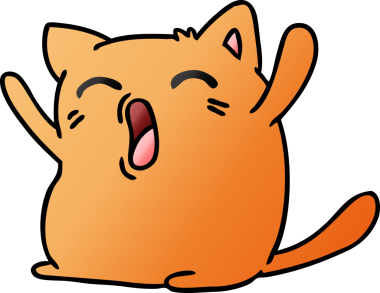 Bir insan tarafından çizilmiş sevimli kawaii kedisinin serbest çizim çizimi