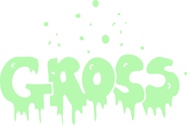 Bir insan tarafından çizilen brüt kelimenin düz renk çizimi