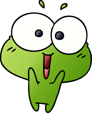 gradyan çizgi film illüstrasyonu kawaii bir insan tarafından çizilmiş şirin kurbağayı heyecanlandırdı