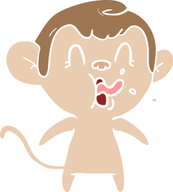 Bir insan tarafından çizilmiş düz renk çizgi film maymunu.