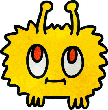 Bir insan tarafından çizilen el çizimi tuhaf çizgi film yaratığı.