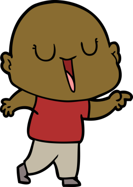 Bir insan tarafından çizilmiş mutlu, kel adam.