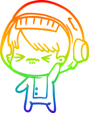 Gökkuşağı gradyan çizimi kızgın bir çizgi film kızı tarafından çizilmiş bir insan tarafından