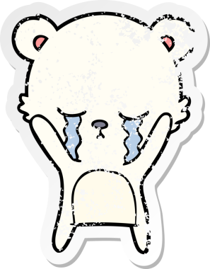 Ağlayan bir karikatür kutup ayısının insan tarafından çizilmiş sıkıntılı çıkartması.