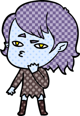 Bir insan tarafından çizilmiş vampir kız çizgi filmi.