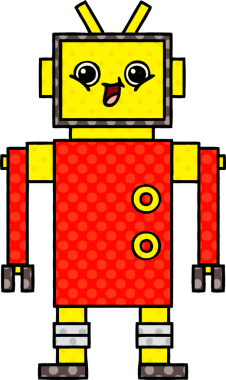 bir insan tarafından çizilmiş bir robotun çizgi roman tarzı