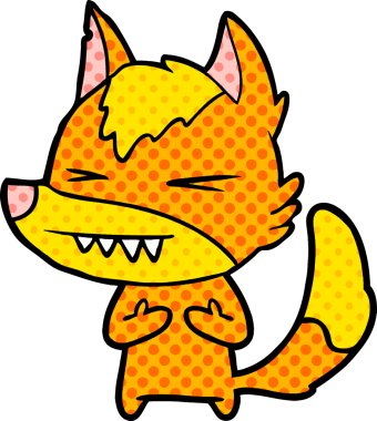 Bir insan tarafından çizilmiş tilki çizgi film karakteri