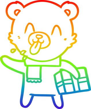 gökkuşağı gradyan çizimi kaba bir karikatür ayısı bir insan tarafından çizilmiş