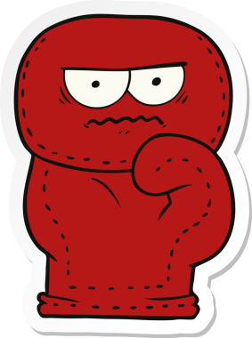 Bir insan tarafından çizilmiş bir boks eldiveninin çıkartması.