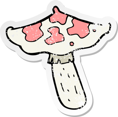 Bir insan tarafından çizilmiş bir mantar desenli karikatür yapıştırması.