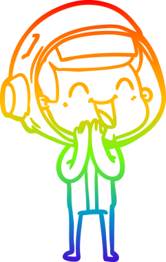 gökkuşağı gradyan çizimi mutlu bir çizgi astronot çizimi bir insan tarafından çizildi