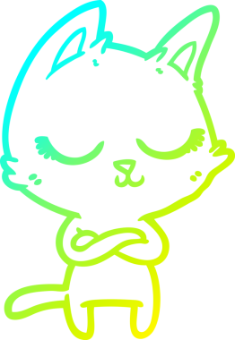 Bir insan tarafından çizilmiş sakin bir çizgi film kedisinin soğuk eğim çizgisi.