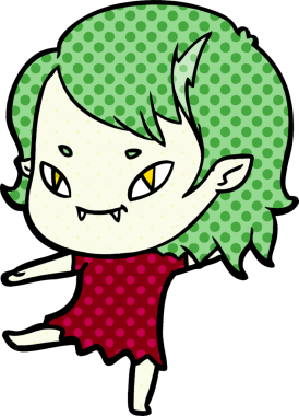 Bir insan tarafından çizilmiş çizgi film dostu vampir kız.