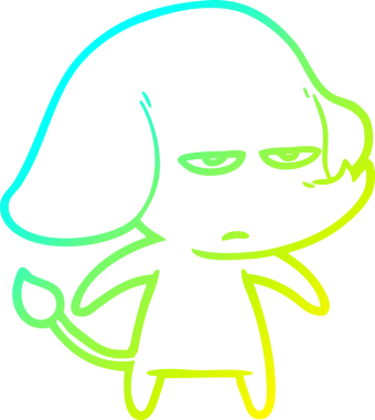 Bir insan tarafından çizilmiş soğuk bir çizgi film filinin çizimi.