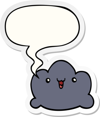 Bir insan tarafından çizilmiş balon çıkartmalı çizgi film bulutu.