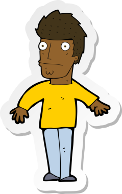 Bir insan tarafından çizilmiş endişeli bir karikatür çıkartması.