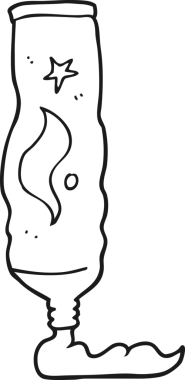 Bir insan tarafından çizilmiş siyah beyaz diş macunu tüpü.