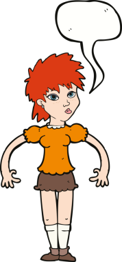 Bir insan tarafından çizilmiş konuşma balonu olan meraklı bir karikatür.