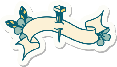 Bir insan tarafından çizilmiş demir çivi amblemli dövme stili.