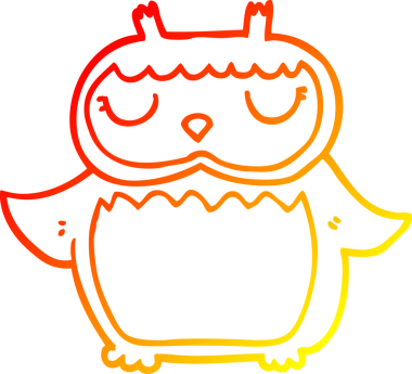 Bir insan tarafından çizilmiş bir baykuşun sıcak çizgi çizimi