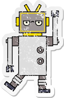 Bir insan tarafından çizilmiş rahatsız edilmiş sevimli bir çizgi filmin sıkıntılı çıkartması.