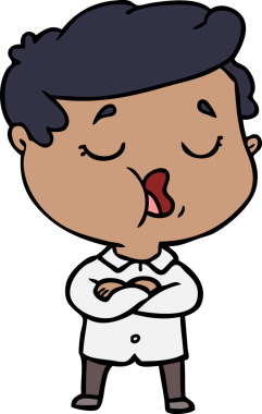 Bir insan tarafından çizilmiş karikatür adam konuşuyor.