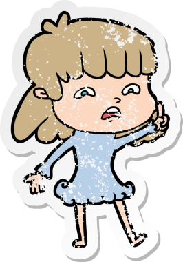 Bir insan tarafından çizilmiş endişeli bir karikatür çıkartması.