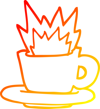 Bir insan tarafından çizilmiş bir fincan kahvenin sıcak çizgi çizimi