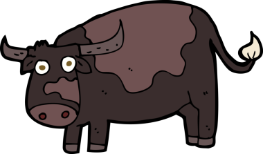 bir insan tarafından çizilmiş çizgi film ineği