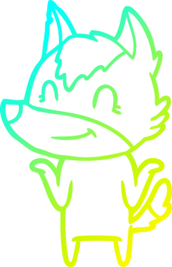 Bir insan tarafından çizilmiş dost canlısı bir kurt çizgi çizimi.