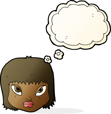 Bir insan tarafından çizilen düşünce baloncuğuyla bezgin bir yüz.