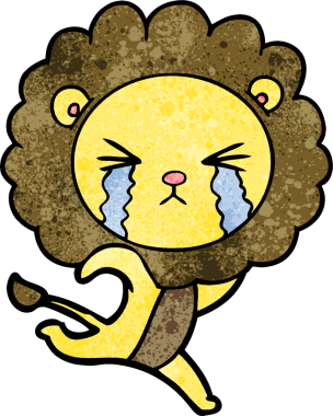 Çizgi film ağlayan aslan bir insan tarafından çekiliyor.