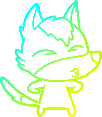 Bir insan tarafından çizilmiş bir kurt çizgi filminin soğuk gradyan çizimi