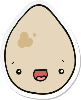 Bir insan tarafından çizilmiş karikatür yumurtasının etiketi.