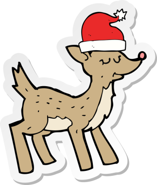 Bir insan tarafından çizilmiş şirin bir Noel geyiği çıkartması.