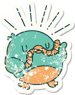 Bir insan tarafından çizilmiş eski bir dövme stili robin.