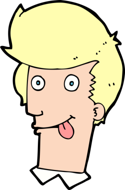 Bir insan tarafından çizilmiş dilli çizgi film adamı.