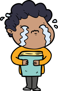 Bir insan tarafından çizilmiş ağlayan çizgi film adamı.