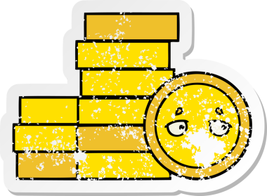 Bir insan tarafından çizilmiş bozuk paraların sıkıntılı çıkartması.