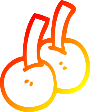 Bir insan tarafından çizilmiş kiraz karikatürünün sıcak gradyan çizimi